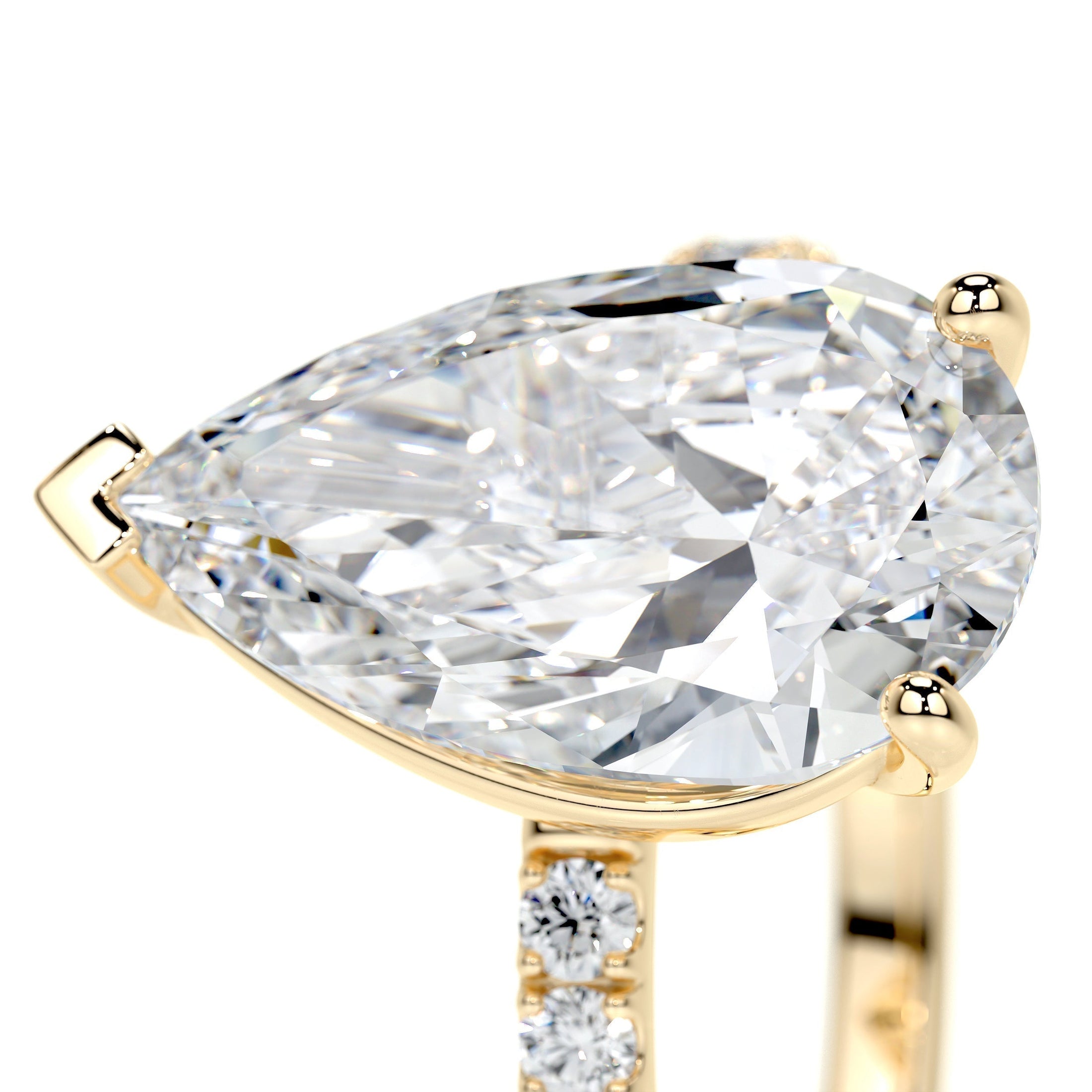 Exquisite 5.0 CT Pear Lab Grown Diamond Pave Engagement Ring