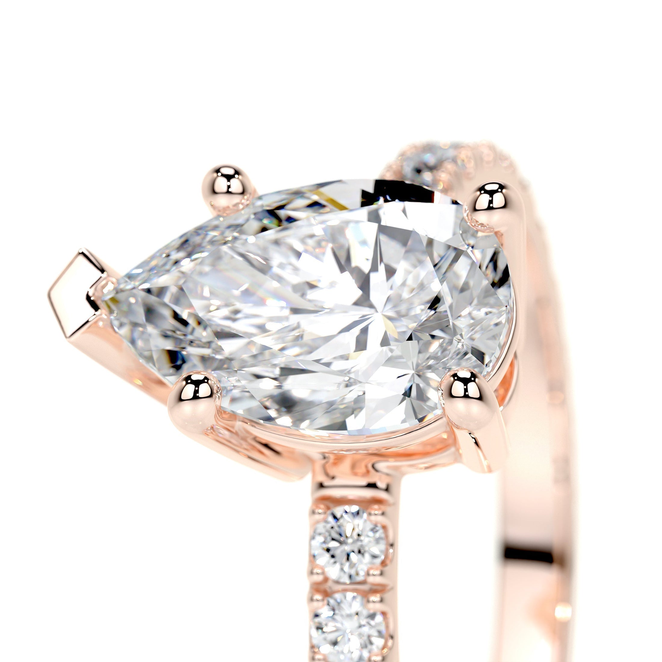 1.50 CT Pear Cut Lab Grown Diamond Pave Engagement Ring