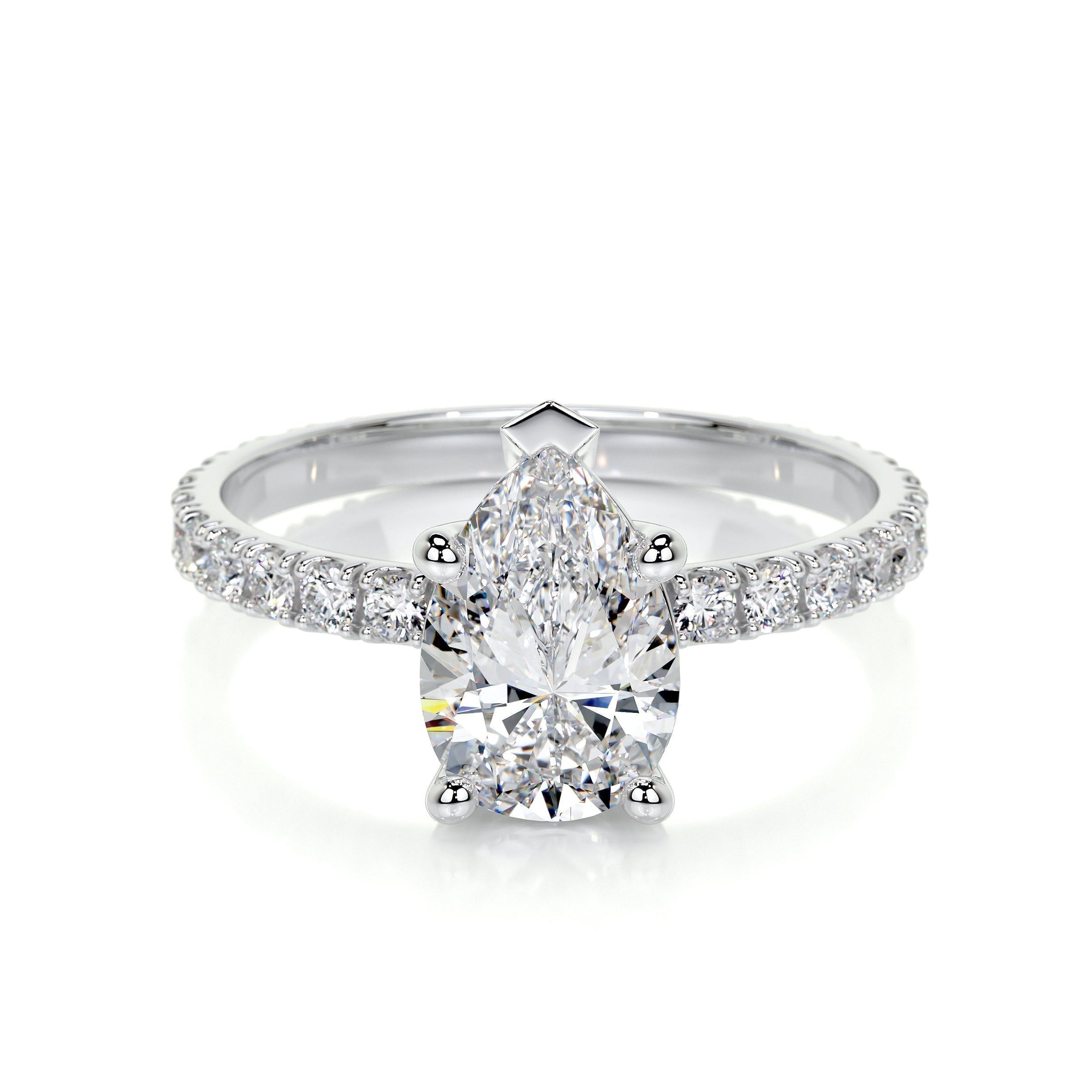 1.50 CT Pear Cut Lab Grown Diamond Pave Engagement Ring