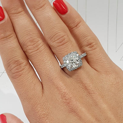 1.50 CT Round Lab Grown Diamond Halo Elegance Engagement Ring 2