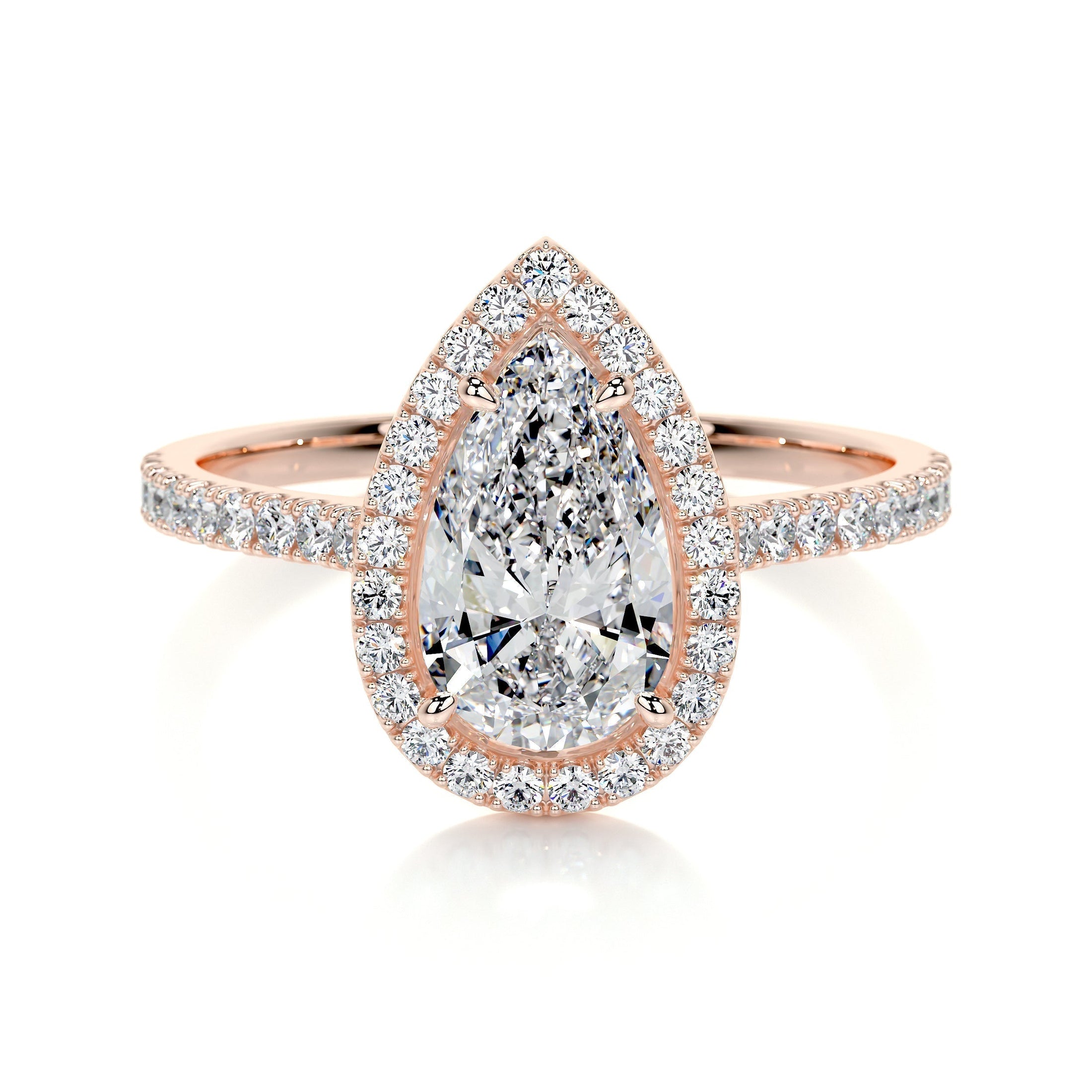 1.50 CT Pear-Shaped Lab Grown Diamond Halo Engagement Ring