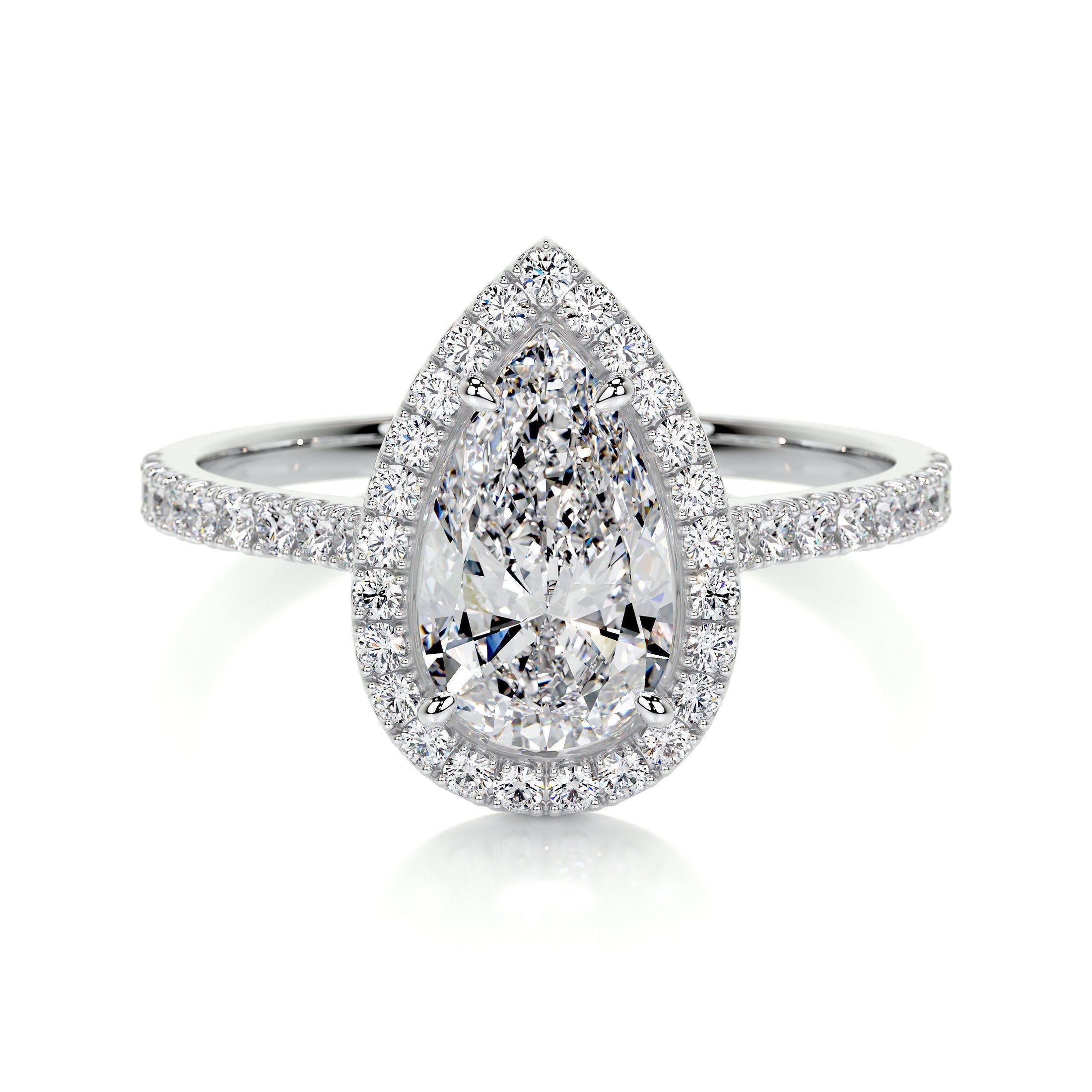 1.50 CT Pear-Shaped Lab Grown Diamond Halo Engagement Ring