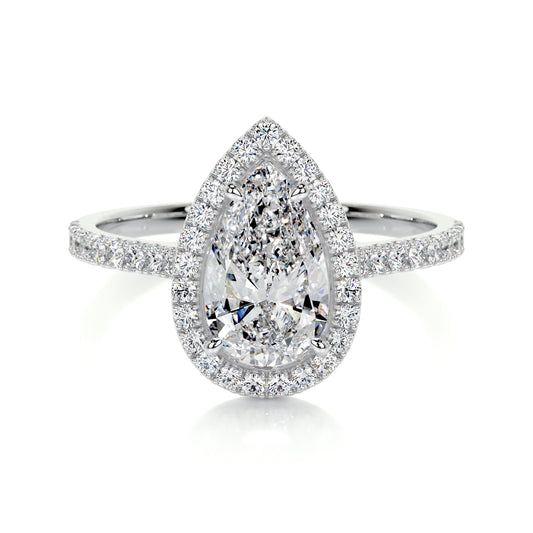 1.50 CT Pear-Shaped Lab Grown Diamond Halo Engagement Ring