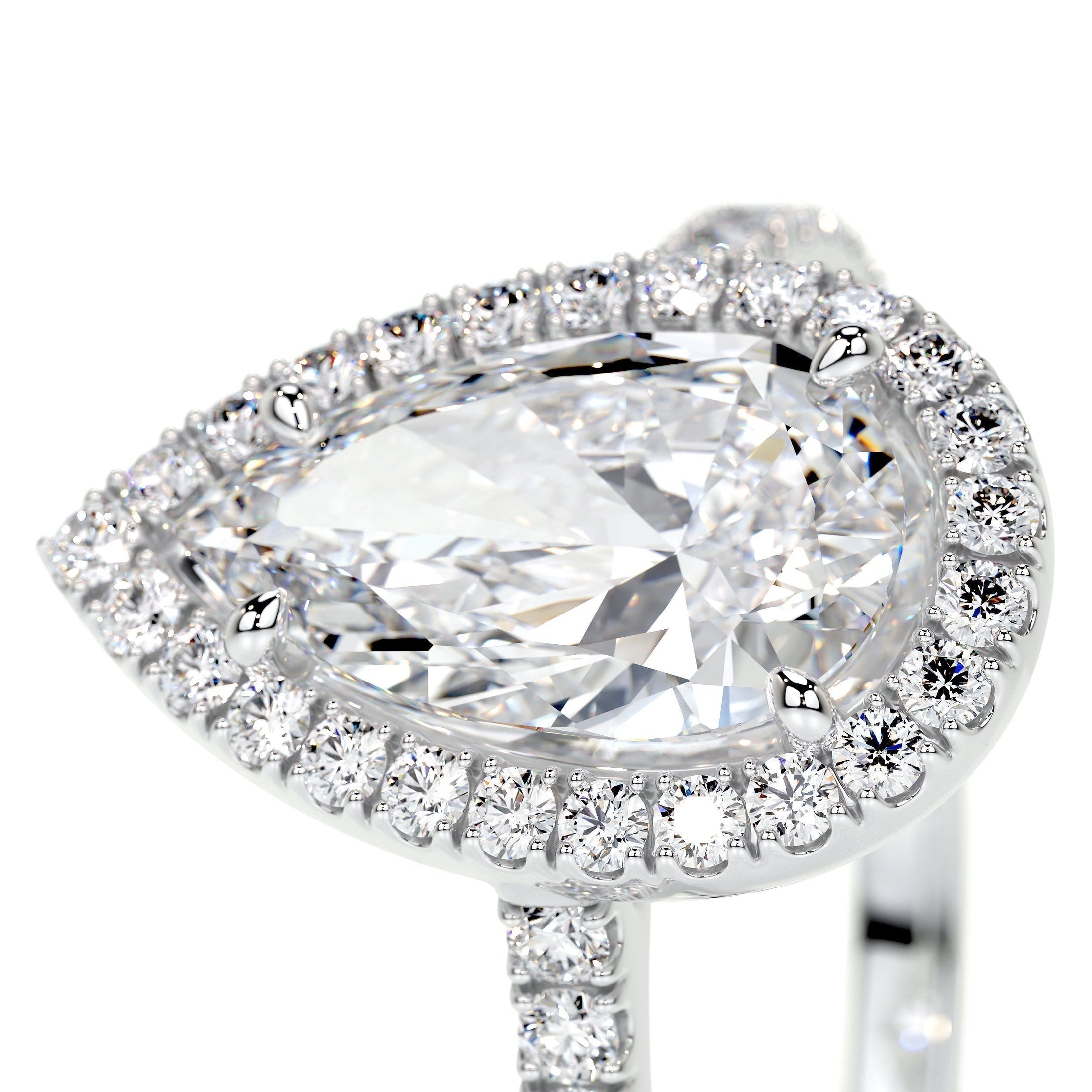 1.50 CT Pear-Shaped Lab Grown Diamond Halo Engagement Ring