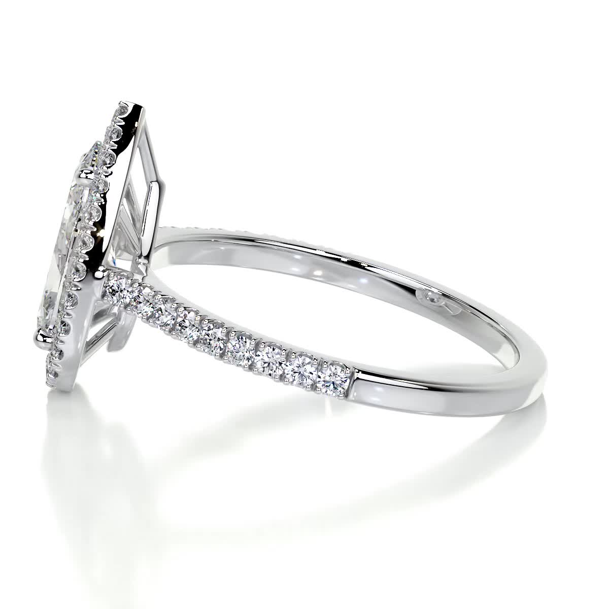 1.50 CT Pear-Shaped Lab Grown Diamond Halo Engagement Ring