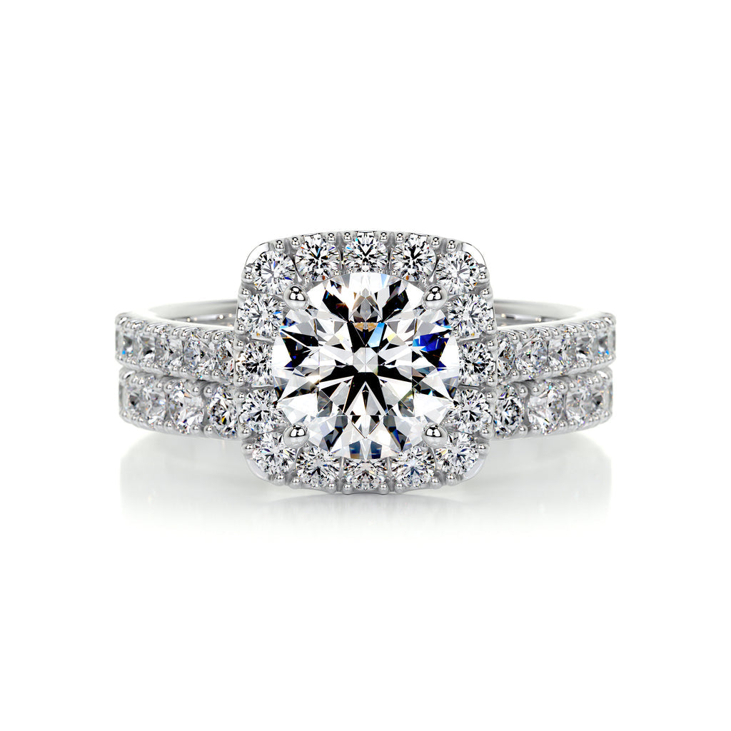 1.50 CT Round Lab Grown Diamond Halo Bridal Ring Set - Elegance Perfected