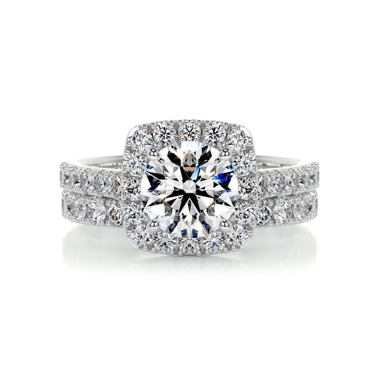 1.50 CT Round Lab Grown Diamond Halo Bridal Ring Set - Elegance Perfected