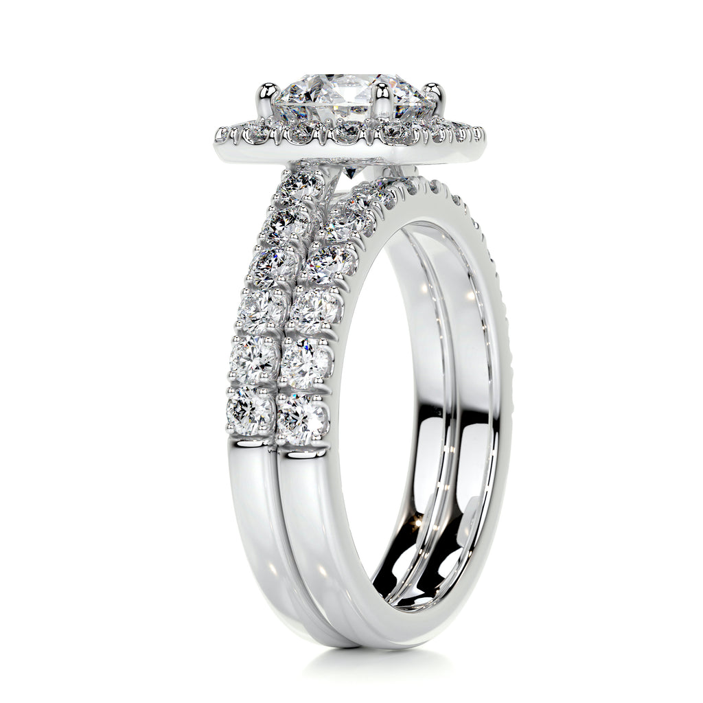 1.50 CT Round Lab Grown Diamond Halo Bridal Ring Set - Elegance Perfected