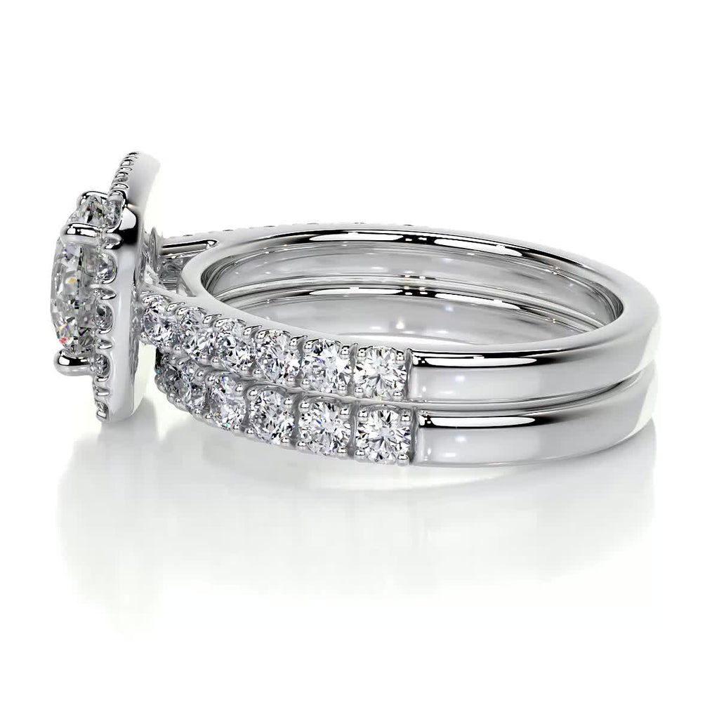 1.50 CT Round Lab Grown Diamond Halo Bridal Ring Set - Elegance Perfected