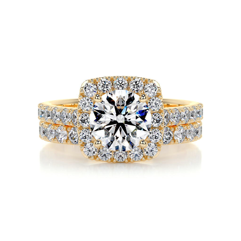 1.50 CT Round Lab Grown Diamond Halo Bridal Ring Set - Elegance Perfected