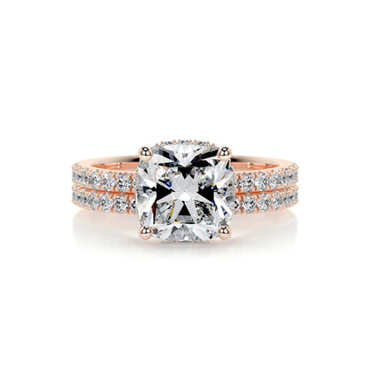 2.0 CT Cushion Cut Lab Grown Diamond Hidden Halo Bridal Set 13