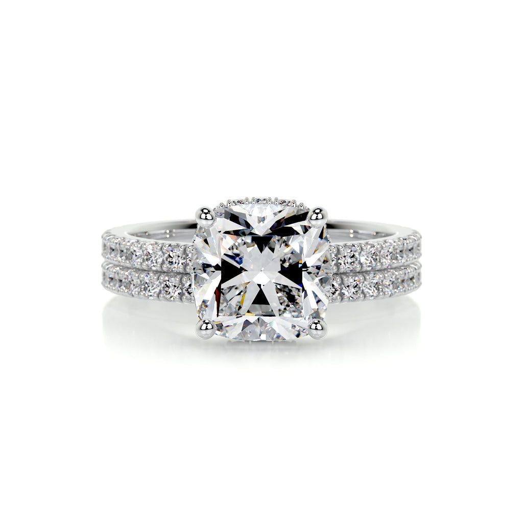 2.0 CT Cushion Cut Lab Grown Diamond Hidden Halo Bridal Set 1