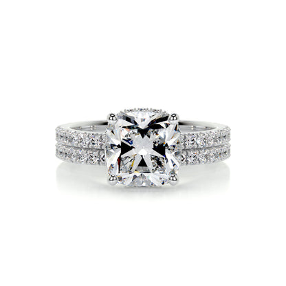 2.0 CT Cushion Cut Lab Grown Diamond Hidden Halo Bridal Set 1