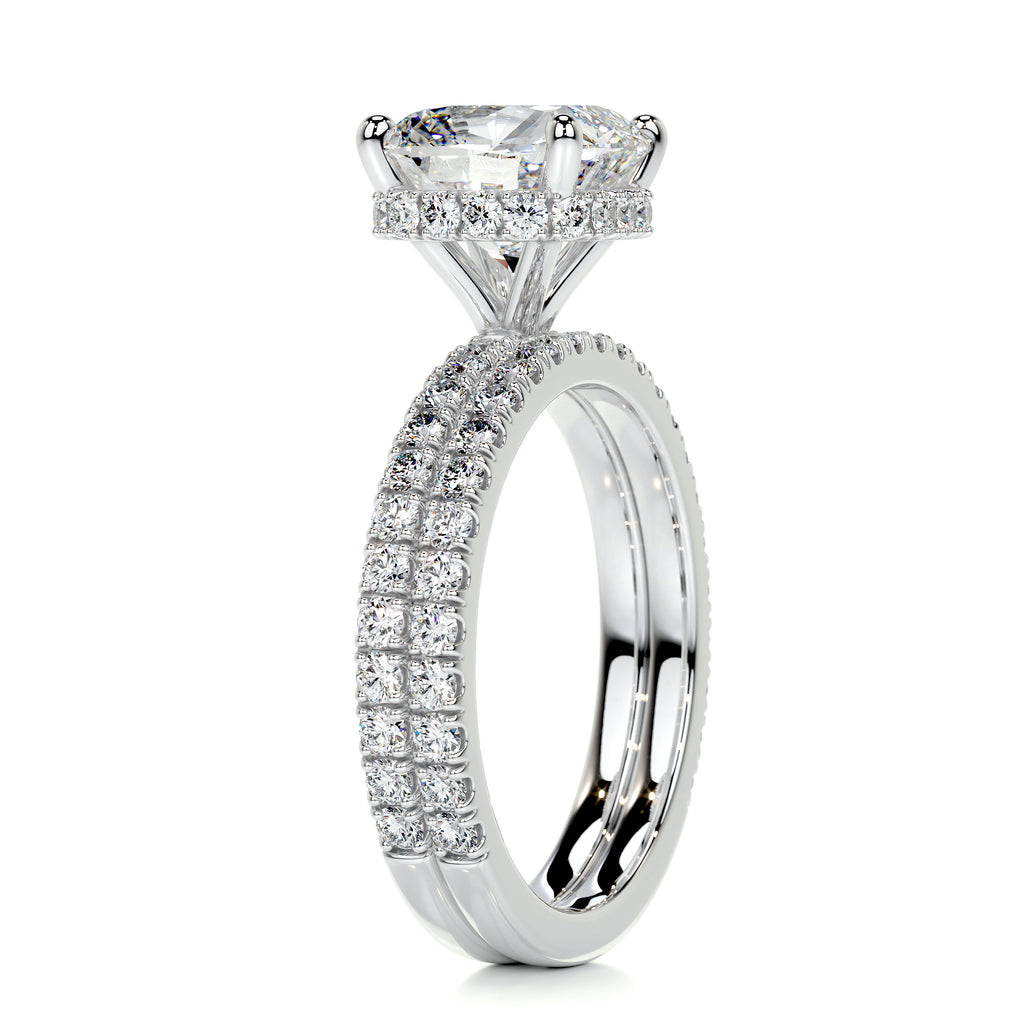 2.0 CT Cushion Cut Lab Grown Diamond Hidden Halo Bridal Set 7