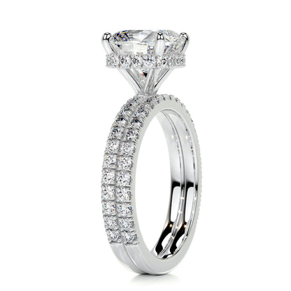 2.0 CT Cushion Cut Lab Grown Diamond Hidden Halo Bridal Set 7