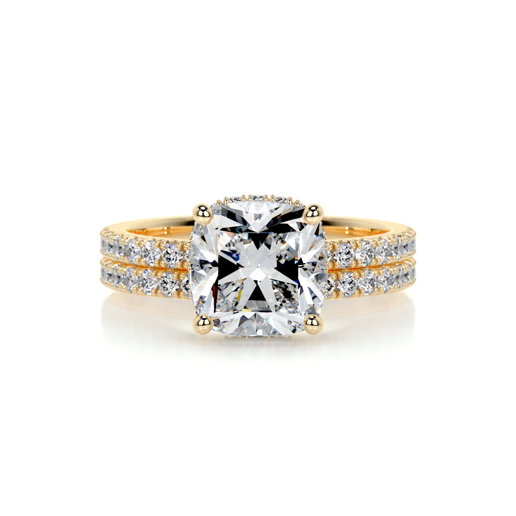2.0 CT Cushion Cut Lab Grown Diamond Hidden Halo Bridal Set 8