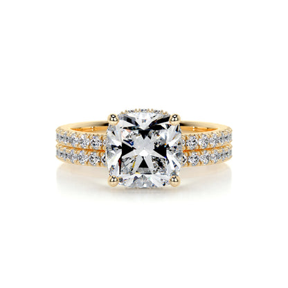 2.0 CT Cushion Cut Lab Grown Diamond Hidden Halo Bridal Set 8