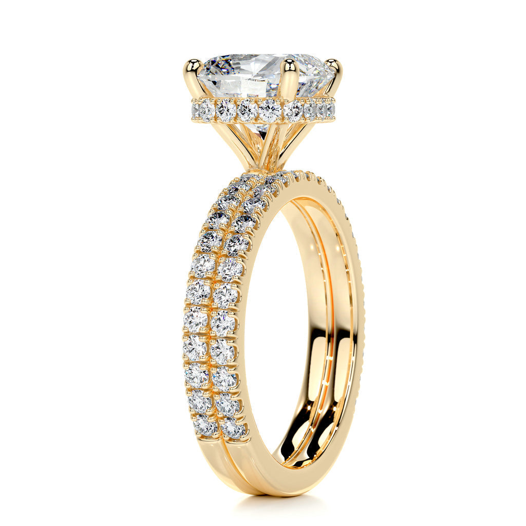 2.0 CT Cushion Cut Lab Grown Diamond Hidden Halo Bridal Set 12