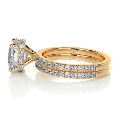 2.0 CT Cushion Cut Lab Grown Diamond Hidden Halo Bridal Set 11