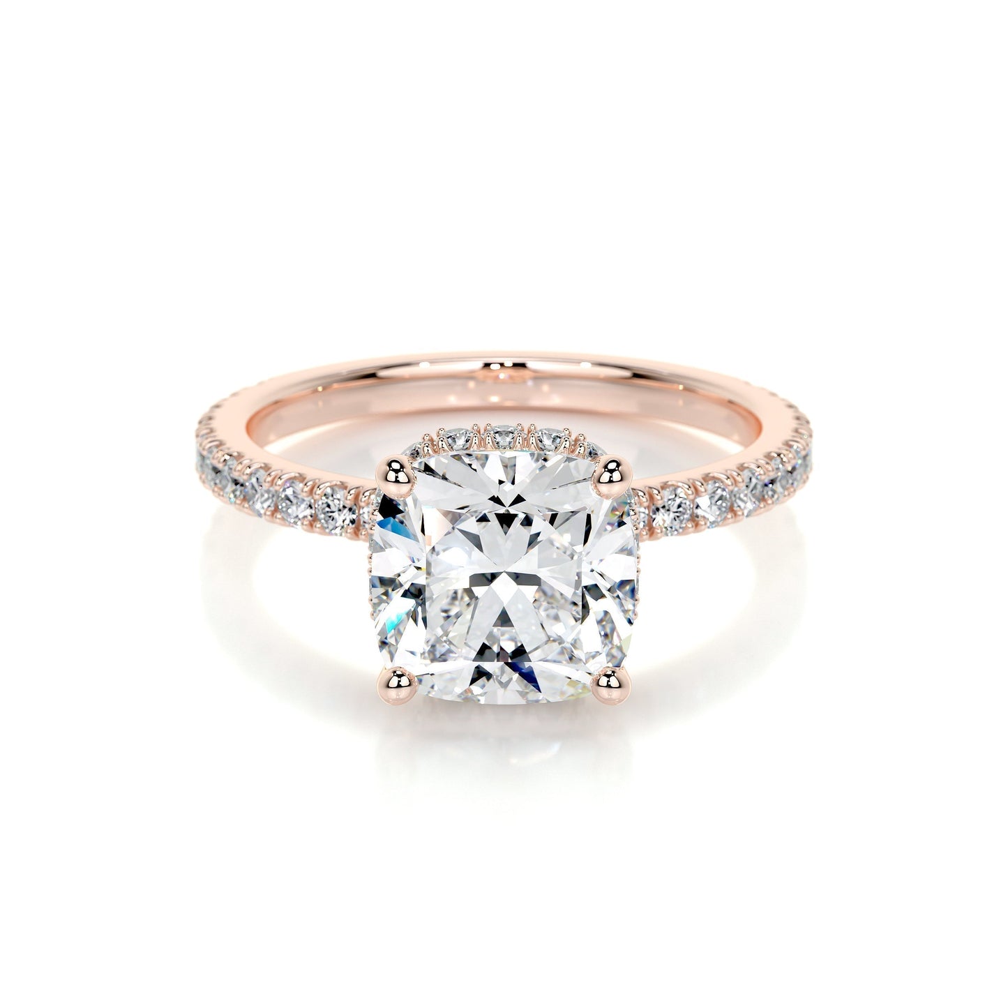 2.0 CT Cushion Hidden Halo CVD E/VS1 Diamond Engagement Ring 12
