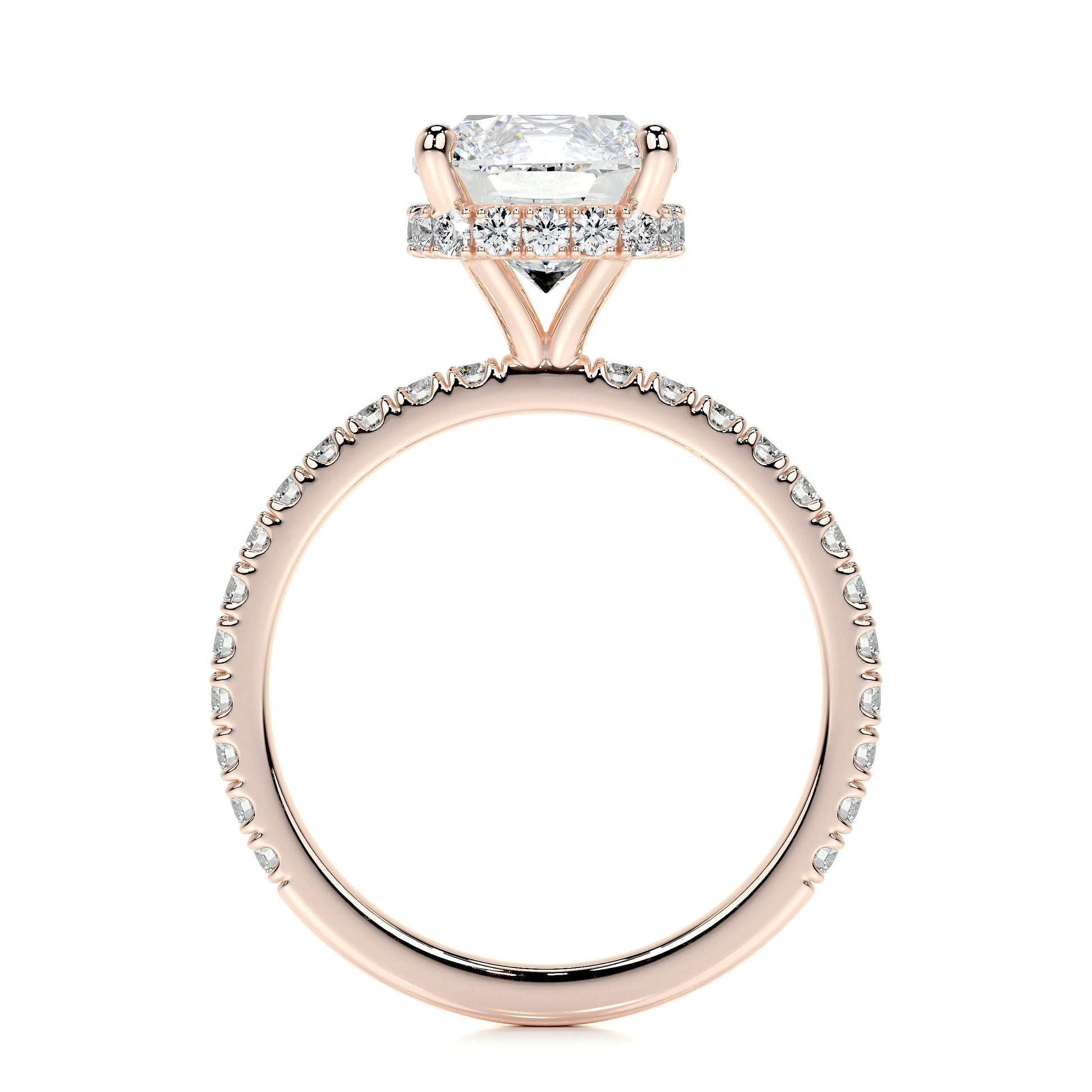 2.0 CT Cushion Cut Lab Grown Diamond Hidden Halo Engagement Ring 15