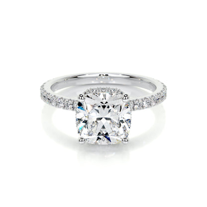 2.0 CT Cushion Cut Lab Grown Diamond Hidden Halo Engagement Ring 1