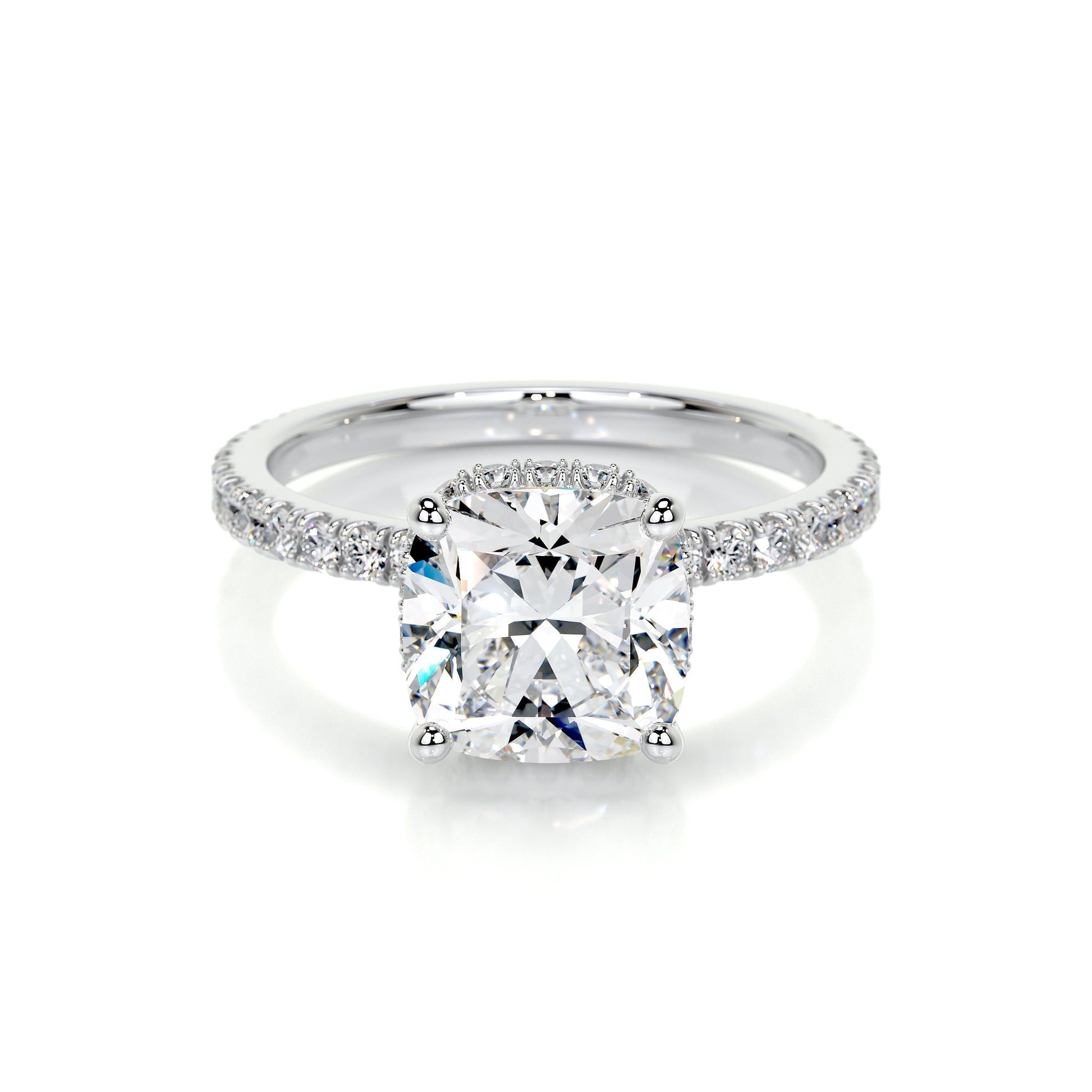 2.0 CT Cushion Hidden Halo CVD E/VS1 Diamond Engagement Ring 1