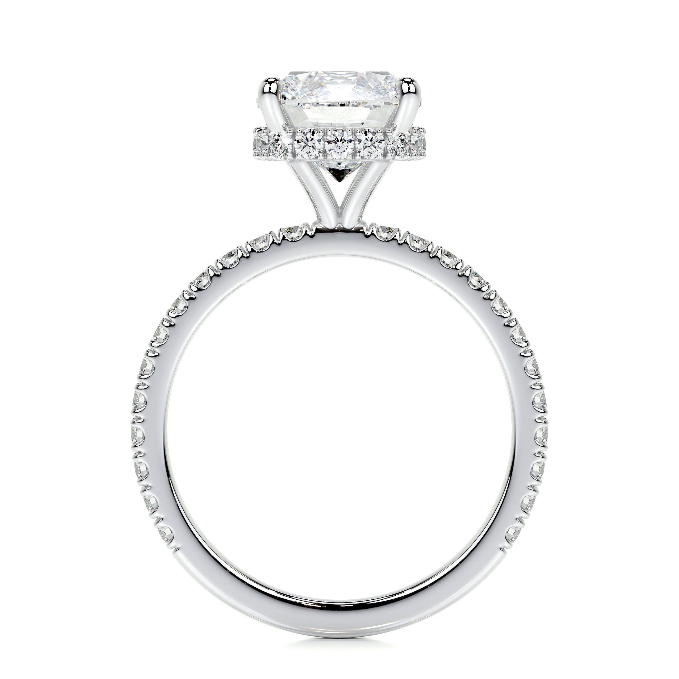 2.0 CT Cushion Cut Lab Grown Diamond Hidden Halo Engagement Ring