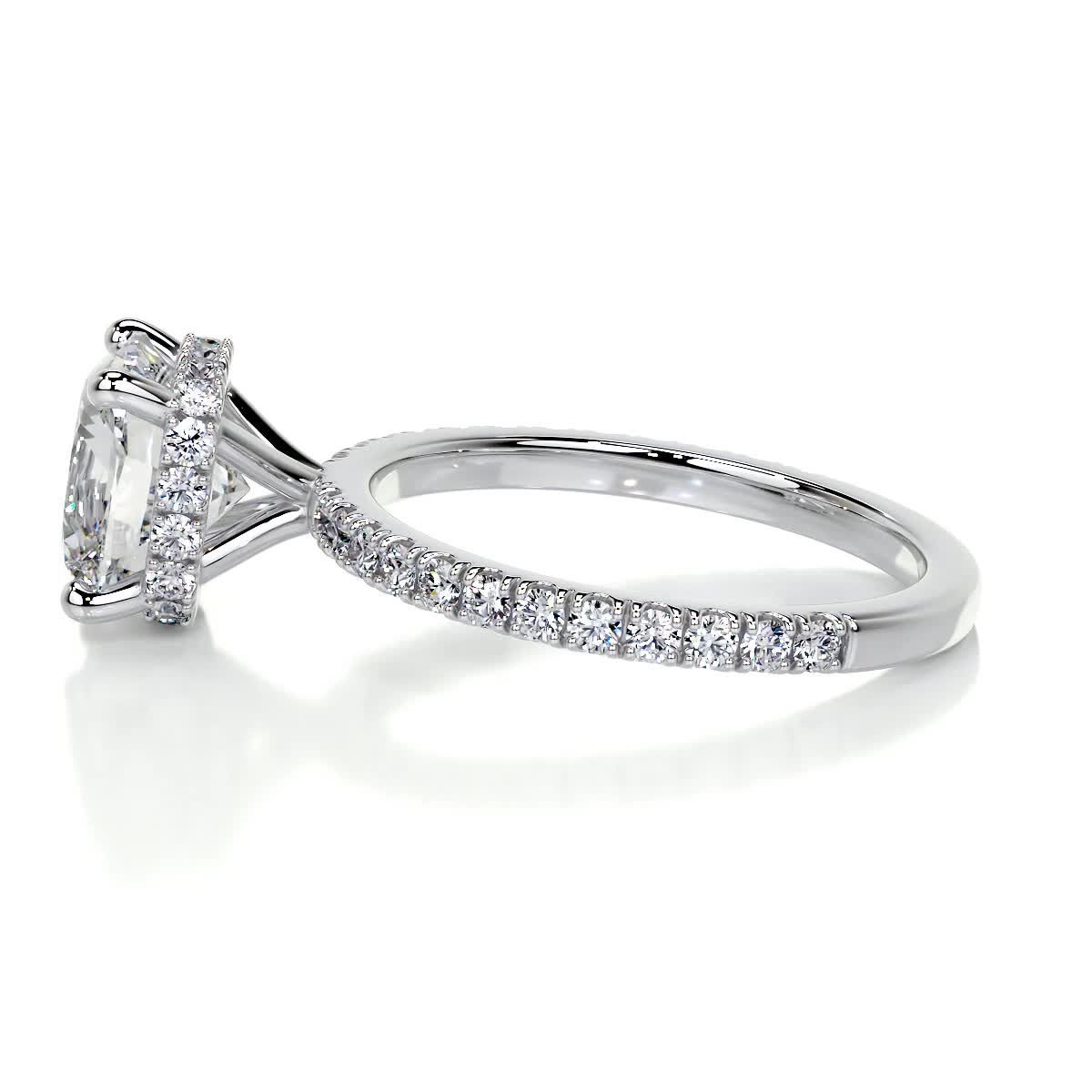 2.0 CT Cushion Cut Lab Grown Diamond Hidden Halo Engagement Ring 4