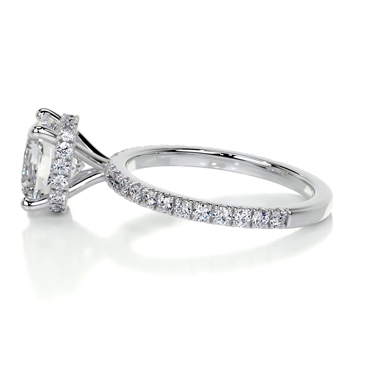 2.0 CT Cushion Cut Lab Grown Diamond Hidden Halo Engagement Ring