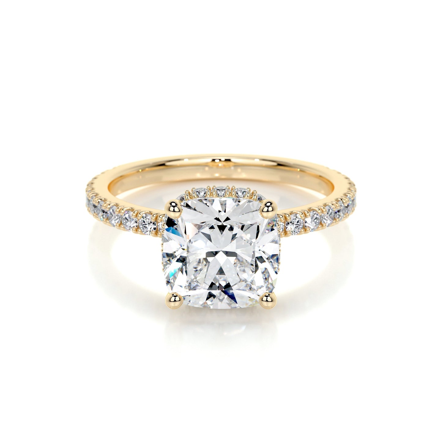 2.0 CT Cushion Hidden Halo CVD E/VS1 Diamond Engagement Ring 7