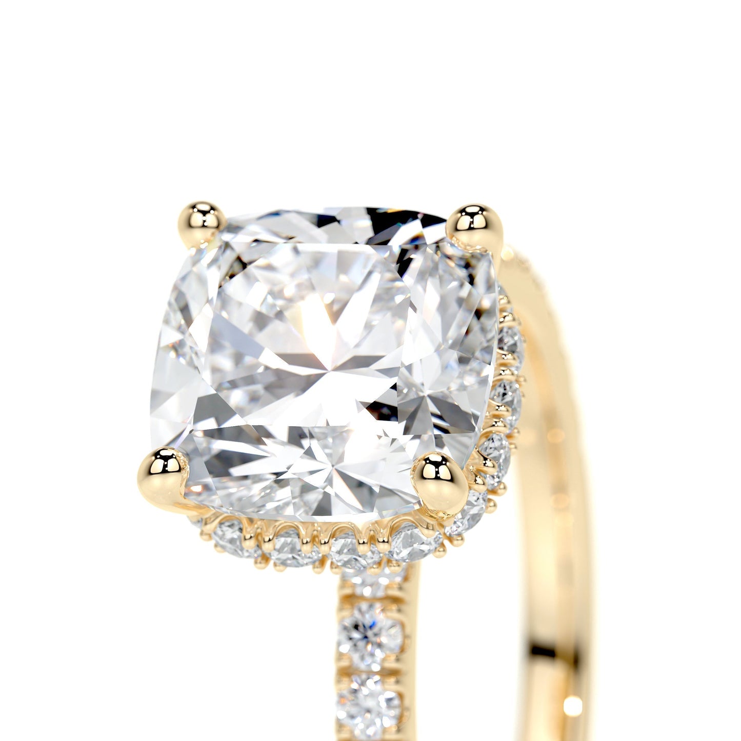 2.0 CT Cushion Cut Lab Grown Diamond Hidden Halo Engagement Ring 8