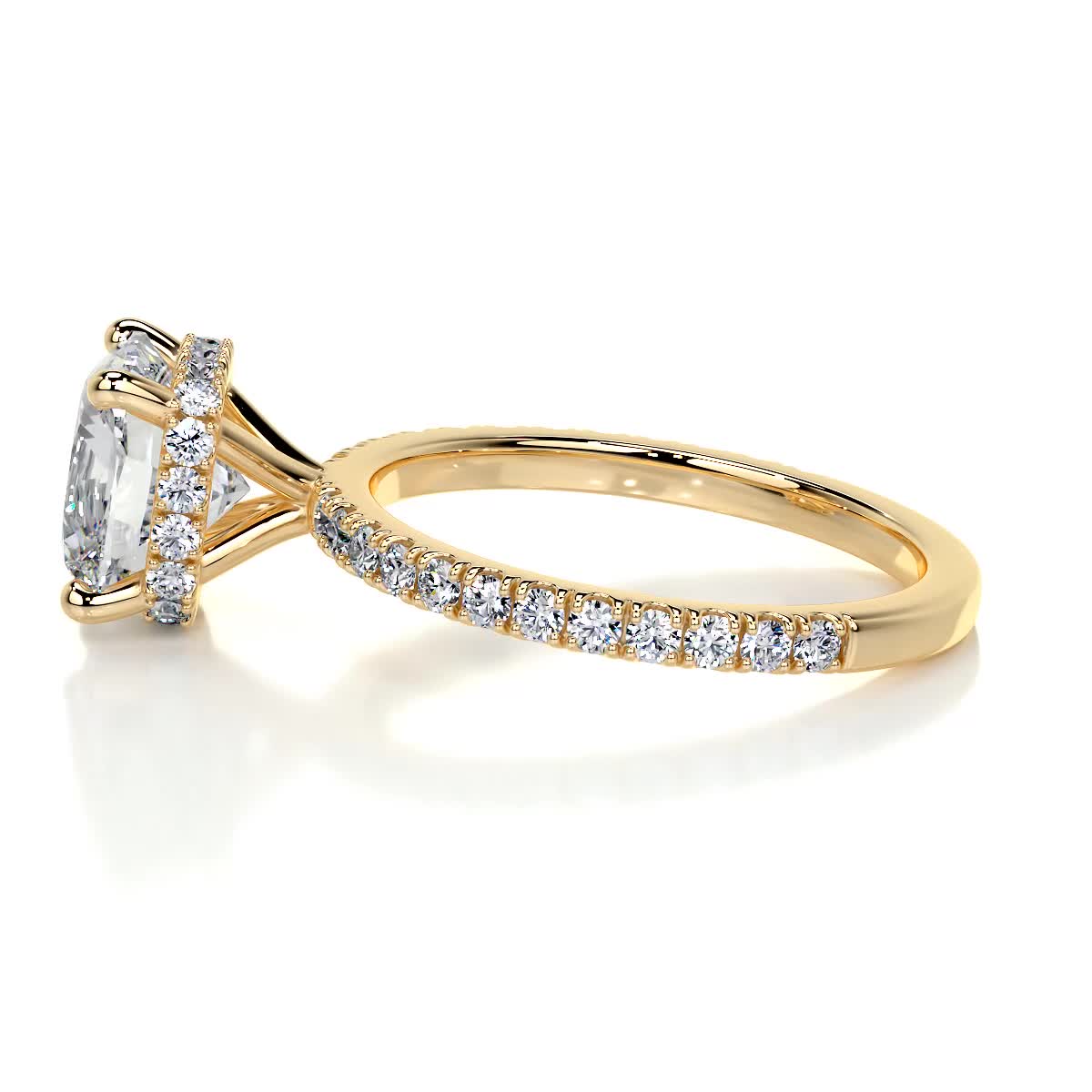 2.0 CT Cushion Cut Lab Grown Diamond Hidden Halo Engagement Ring 9