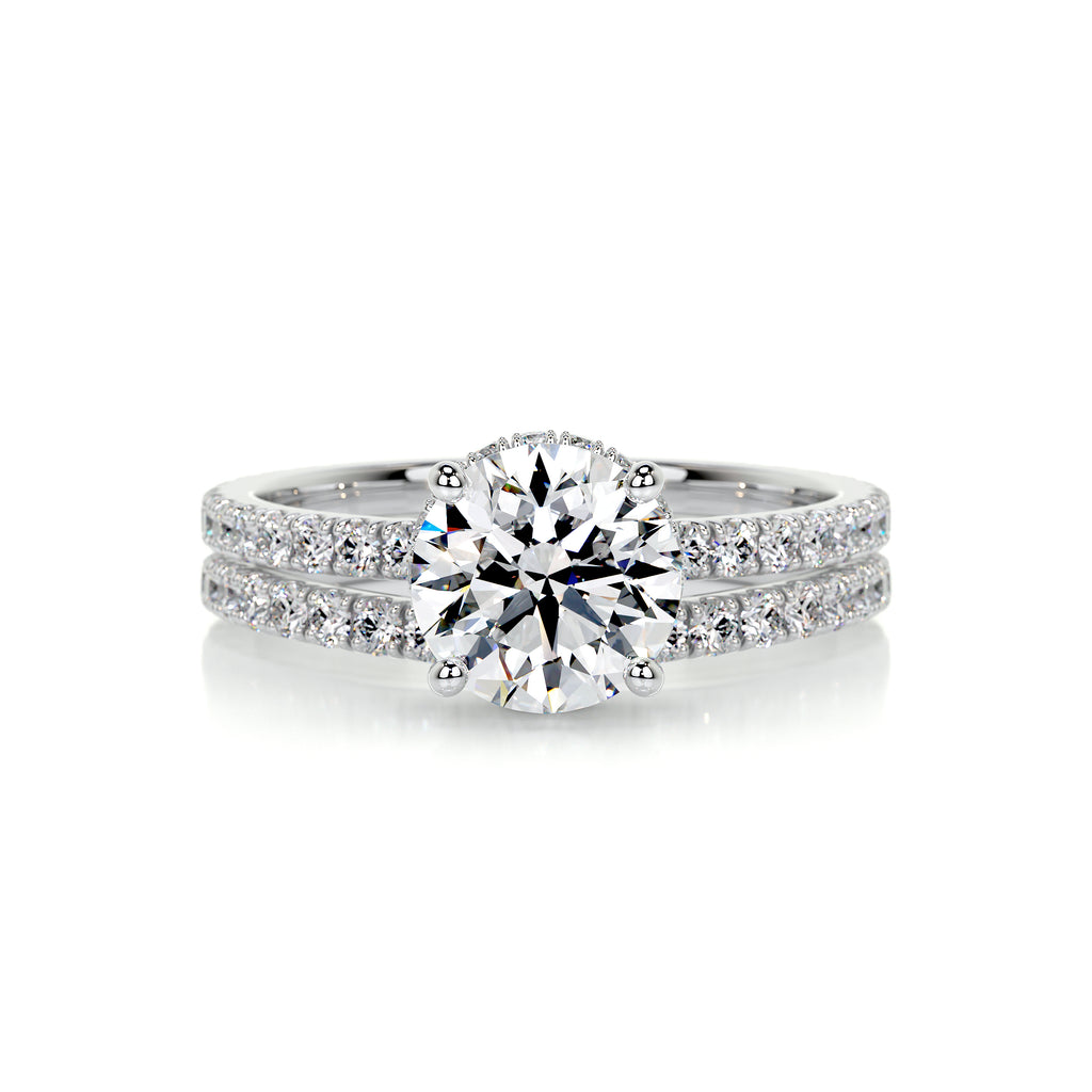 1.25 CT Round  Lab Grown Diamond  Hidden Halo Bridal Ring Set