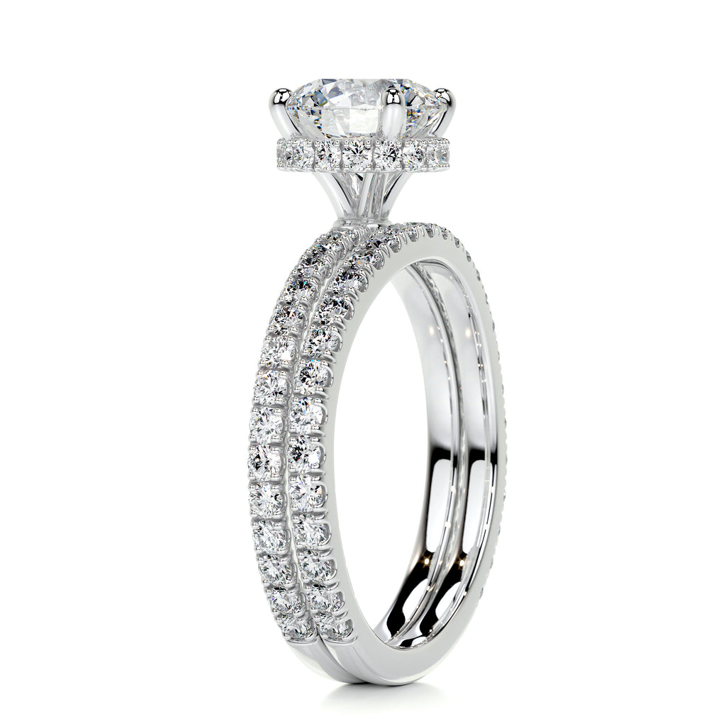 1.25 CT Round  Lab Grown Diamond  Hidden Halo Bridal Ring Set