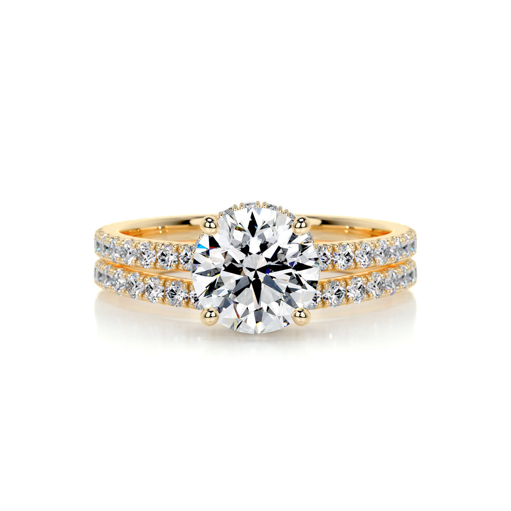 1.25 CT Round  Lab Grown Diamond  Hidden Halo Bridal Ring Set