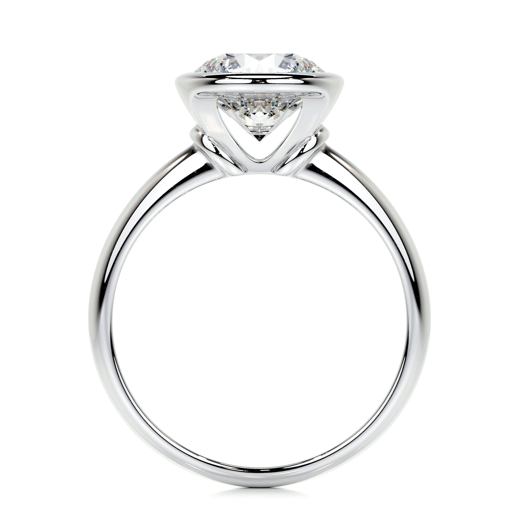 3.0 CT Round Lab Grown Diamond Bezel Set Solitaire Engagement Ring