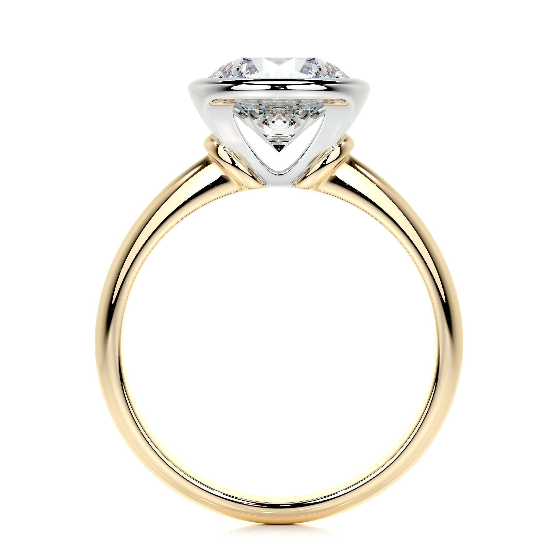 3.0 CT Round Lab Grown Diamond Bezel Set Solitaire Engagement Ring