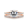 Load image into Gallery viewer, 1.50 CT Round Lab Grown Diamond Solitaire Bridal Ring Set in Gold
