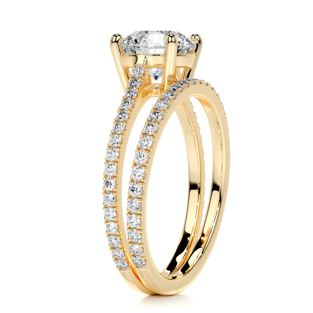 1.50 CT Round Lab Grown Diamond Solitaire Bridal Ring Set in Gold