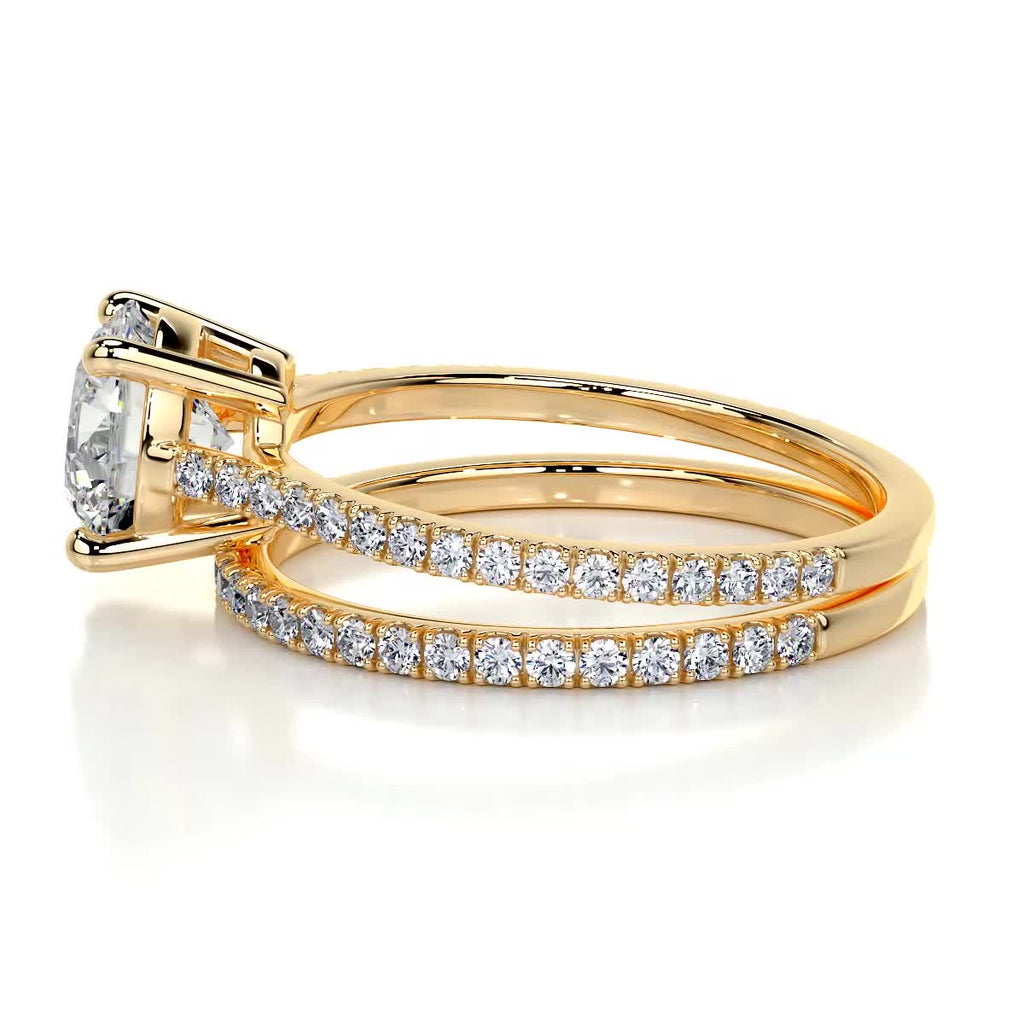 1.50 CT Round Lab Grown Diamond Solitaire Bridal Ring Set in Gold