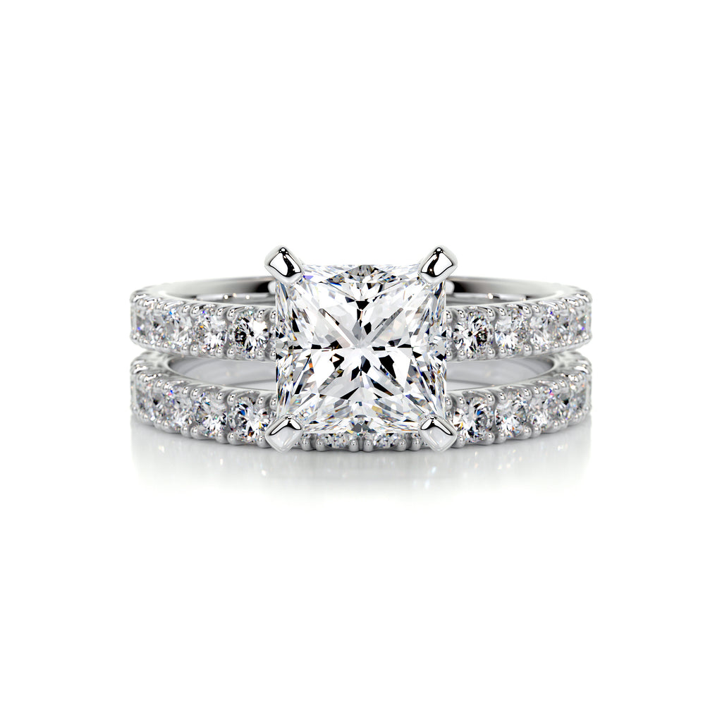 1.50 CT Princess-Cut Lab Grown Diamond Solitaire Bridal Ring Set 1
