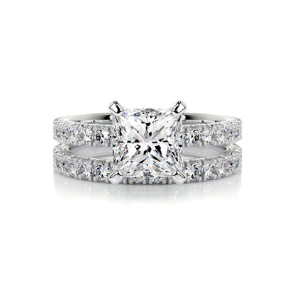 1.50 CT Princess-Cut Lab Grown Diamond Solitaire Bridal Ring Set 1