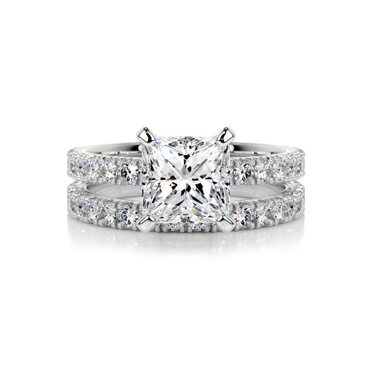 1.50 CT Princess-Cut Lab Grown Diamond Solitaire Bridal Ring Set