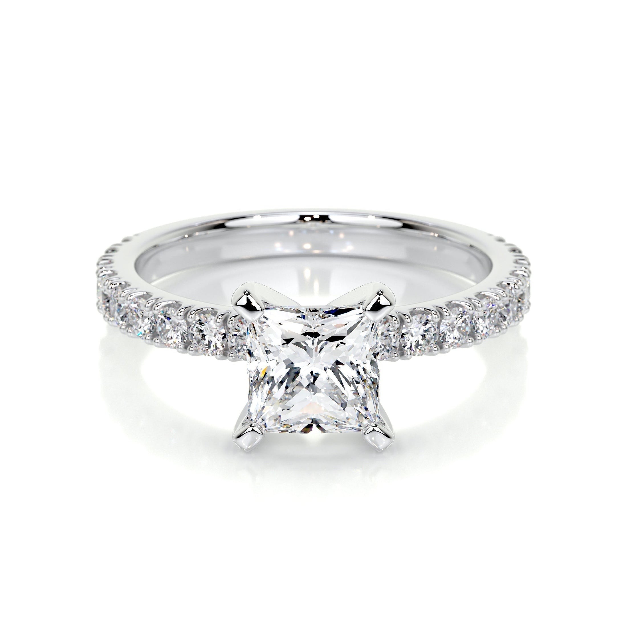 Radiant 1.0 CT Princess-Cut Lab Diamond Pave Engagement Ring