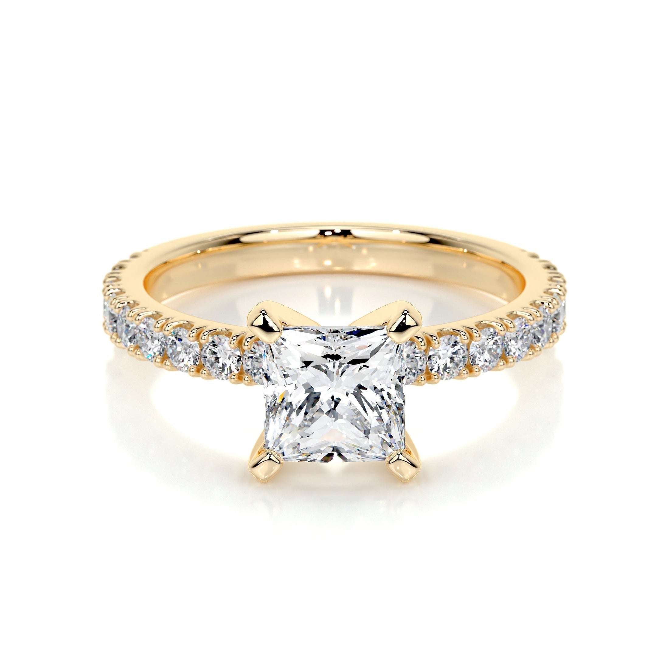 Radiant 1.0 CT Princess-Cut Lab Diamond Pave Engagement Ring