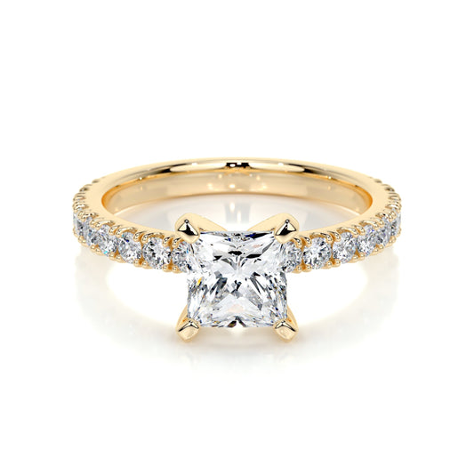 Radiant 1.0 CT Princess-Cut Lab Diamond Pave Engagement Ring