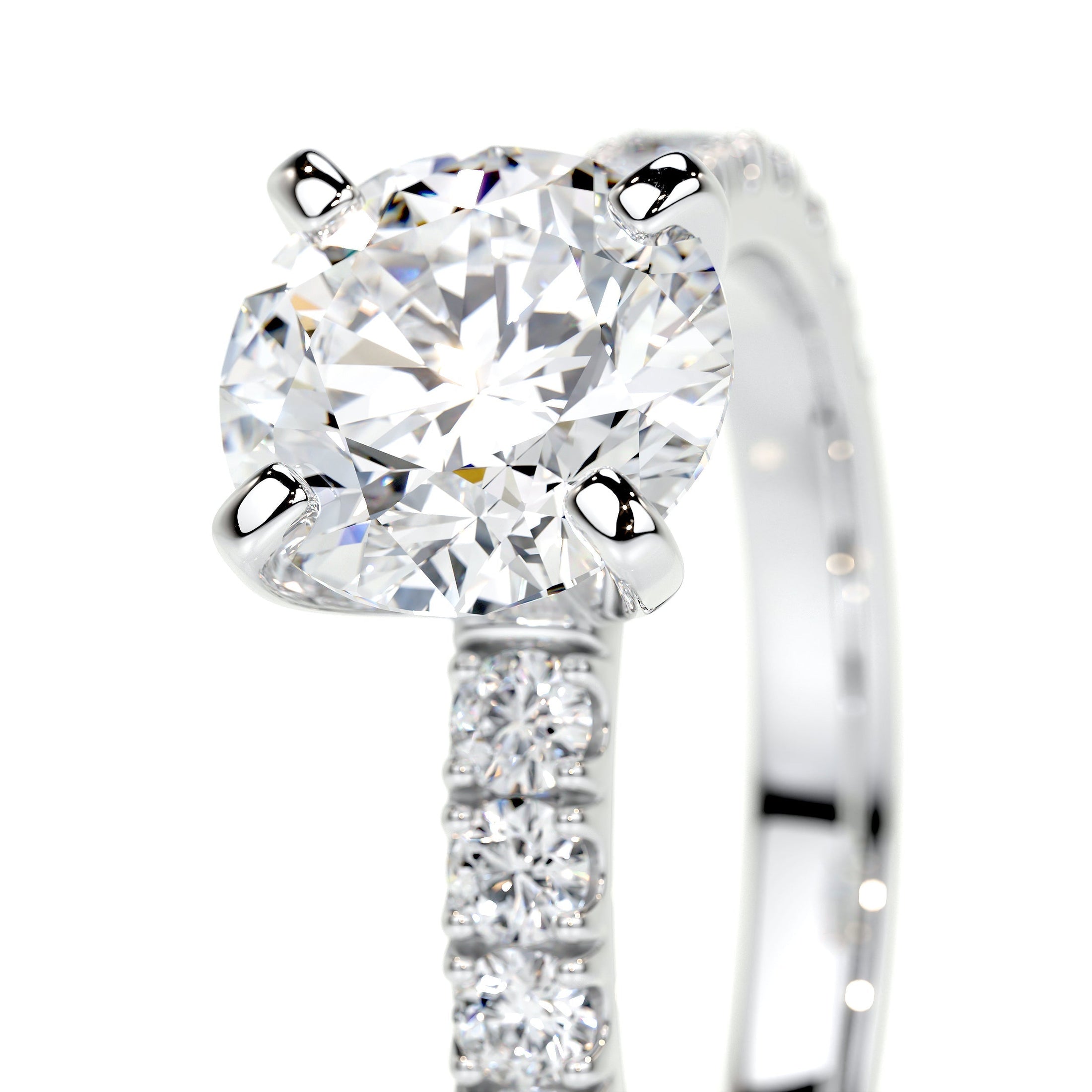 1.50 CT Round Pave Lab Grown Diamond Elegance Engagement Ring