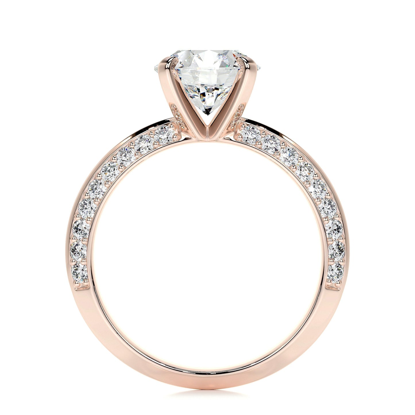 2.0 CT Round Lab Grown Diamond Pave Splendor Engagement Ring 14
