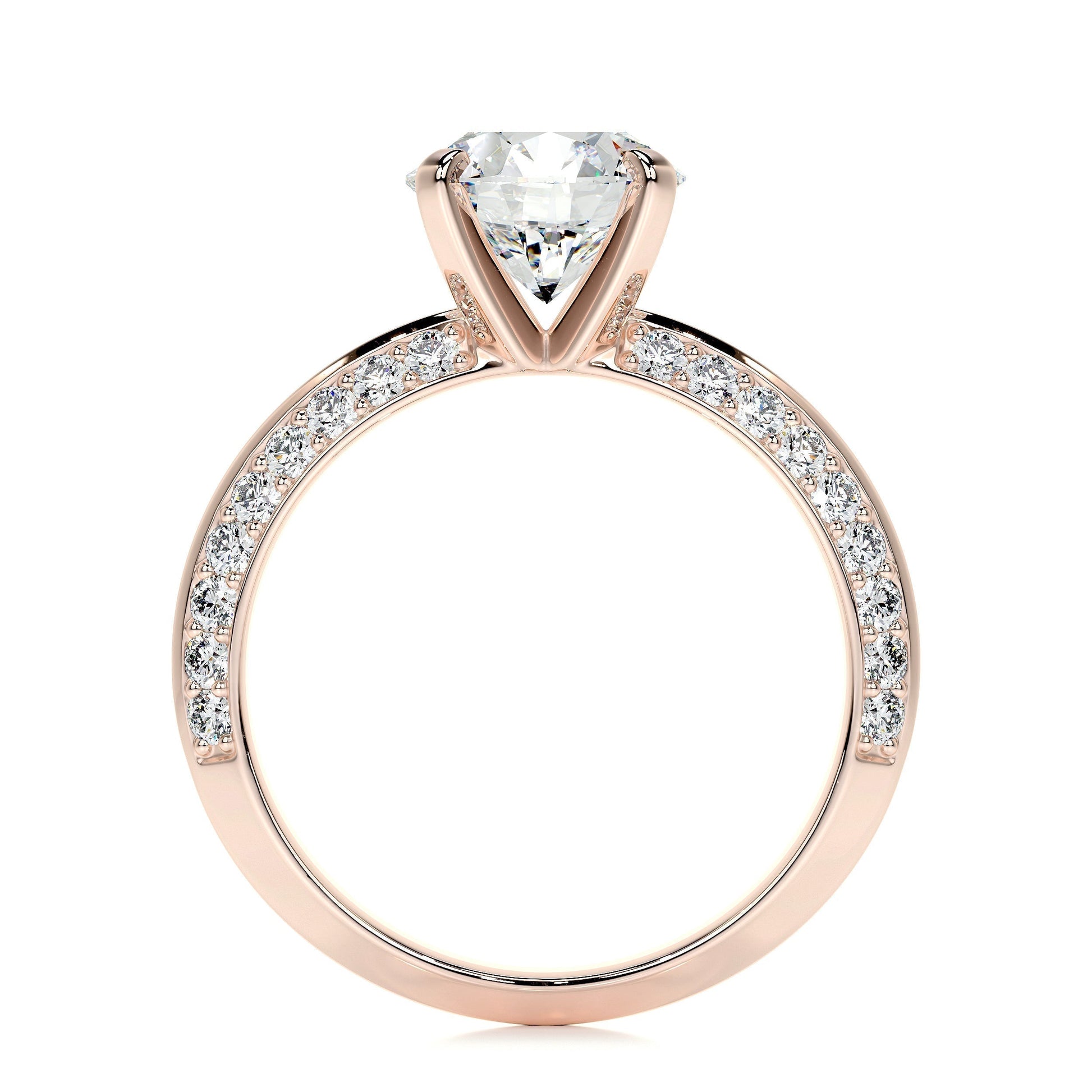 2.0 CT Round Lab Grown Diamond Pave Splendor Engagement Ring 14